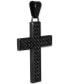 ფოტო #2 პროდუქტის Men's Black Sapphire Square Cross 22" Pendant Necklace (1-1/2 ct. t.w.) in Black Ion-Plated Stainless Steel
