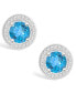 Серьги Macy's Blue Topaz and Diamond Halo Studs - фото #3