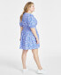Фото #4 товара Trendy Plus Size Ditsy Floral Zip-Front Mini Dress, Created for Macy's