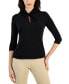 ფოტო #1 პროდუქტის Women's Solid Twist-Neck 3/4-Sleeve Top