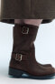 Split suede ankle boots with buckles