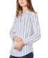 Фото #5 товара Women's Cotton Stand-Collar Striped Top