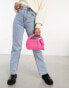 Claudia Canova mini grab bag with cross body strap in pink faux fur