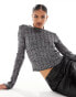 Фото #3 товара NA-KD glitter knit deep back long sleeve top in black