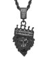 ფოტო #3 პროდუქტის Men's Stainless Steel Simulated Diamond Crowned Lion's Head 30" Pendant Necklace
