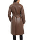 ფოტო #2 პროდუქტის Women's Faux-Leather Belted Trench Coat