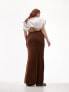 Фото #3 товара Topshop Curve slinky twist front maxi skirt in chocolate