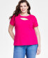 Фото #1 товара Plus Size Studded Cutout Top, Created for Macy's