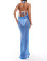 Фото #3 товара ASOS DESIGN halter crochet knit maxi beach dress in blue