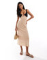 Фото #1 товара ASOS DESIGN contrast bust keyhole textured maxi dress in camel