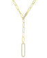 Cubic Zirconia Pavé Paperclip Link Chain Necklace, 17" + 2" extender