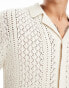 Фото #3 товара Abercrombie & Fitch buttonthrough open stitch knit polo in cream