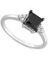 ფოტო #1 პროდუქტის Black Diamond (3/4 ct. t.w.) & White Diamond (1/4 ct. t.w.) Princess-Cut Engagement Ring in 14k White Gold