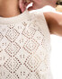 ASOS DESIGN knitted tank top in pointelle stitch with bow detail in cream