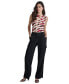 Women's Solid Straight-Leg Side-Pocket Mid-Rise Pants