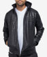 ფოტო #6 პროდუქტის Men's Grainy Polyurethane Leather Hooded Jacket with Faux Shearling Lining