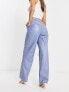 NA-KD x Angelica Blick faux leather high waisted trousers in blue