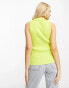 Morgan knitted collar detail button through top in lime