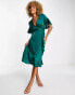 AX Paris ruffle wrap midi dress in emerald green