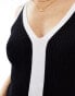 ASOS DESIGN knitted v neck vest in black with contrast white trim