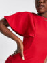 Фото #3 товара Trendyol flutter sleeve mini dress in red