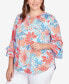 Plus Size Bold Floral Puff Print Top