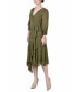 ფოტო #3 პროდუქტის Petite 3/4 Sleeve Belted Chiffon Handkerchief Hem Dress