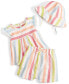 Фото #1 товара Baby Girls Beach Side Striped Hat, Top & Shorts, 3 Piece Set, Created for Macy's