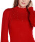 Black Label Women's Pointelle and Rhinestone Detail Sweater