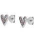 Фото #2 товара Cubic Zirconia Multicolor Heart Stud Earrings in Sterling Silver, Created for Macy's