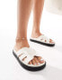 Фото #1 товара Stradivarius faux leather sandal in white