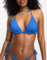 We Are We Wear reversible melissa rib triangle bikini top in blue M - фото #4