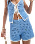 Фото #5 товара ASOS DESIGN knit beach short with contrast trim in blue