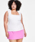 Trendy Plus Size Ottoman Square-Neck Sleeveless Sweater Tank, Created for Macy's