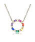 Фото #1 товара 14K Gold Plated Rainbow Cubic Zirconia Circle Pendant Necklace