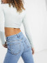 Фото #3 товара Noisy May Premium Isabel mom jeans in light blue denim