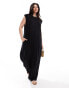 Фото #2 товара ASOS DESIGN Curve shoulder pad column wide leg jumpsuit in black