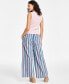 Women's Striped Elastic-Waist Wide-Leg Pants