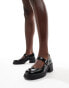 ASOS DESIGN Saxton chunky mary jane heeled shoes in black patent