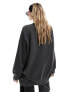 Monki long sleeve oversized sweater in acid washed black