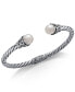 ფოტო #1 პროდუქტის Cultured Freshwater Pearl (8mm) Filigree Bangle Bracelet in Sterling Silver