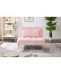 Фото #3 товара Convertible Single Sofa Bed Futon With Gold Metal Legs Teddy Fabric (Pink)