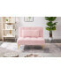 Convertible Single Sofa Bed Futon With Gold Metal Legs Teddy Fabric (Pink)