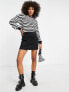 ONLY fluffy knit slouchy jumper in black stripe