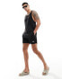 Фото #3 товара Calvin Klein monogram nylon medium drawstring swim short in black