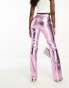 Missyempire metallic straight leg trousers in pink