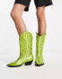 Фото #1 товара ASOS DESIGN Andi flat western knee boots in green glitter