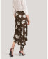 Women's Vintage Midi Silk Floral Printed Skirt for Women