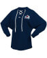 Фото #2 товара Women's Navy Colorado Avalanche Jersey Lace-Up V-Neck Long Sleeve Hoodie T-shirt