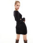 Mango side clasp mini dress in black